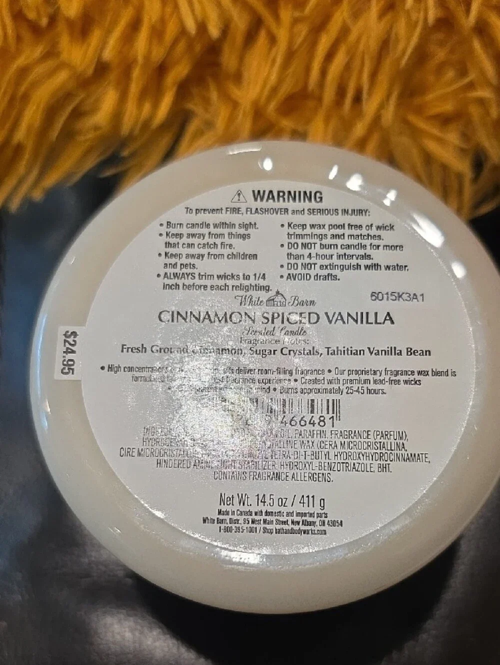 New White Barn Cinnamon Spiced Vanilla Candle - Great For HOLIDAYS!